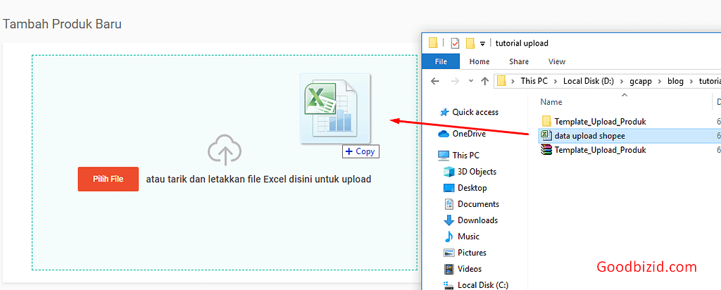 drag n drop upload masal di shopee
