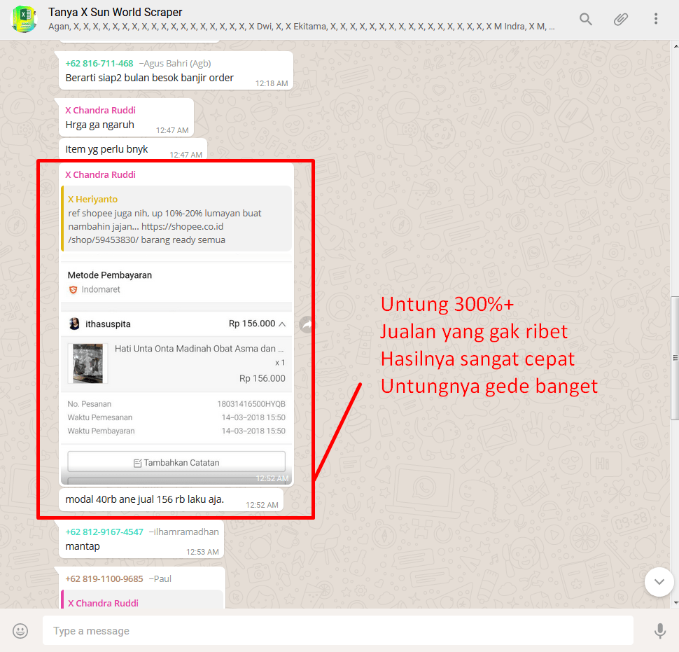 modal 40 rb di jual 156 rb laku aja