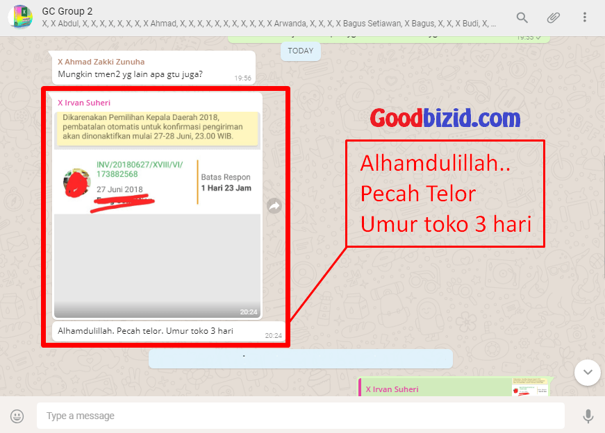 umur toko 3 hari
